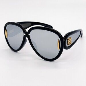 NEW LW40132I 01C, LOEWE UNISEX BLACK SILVER SUNGLASSES LOEWE